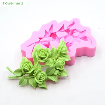 3D Rose Šopek Dišeče Milo Plesni Torta Dekoraterstvo Orodja Silikonski Kalup za Poroko Fondat Torto Plesni Rose z Listi Tekoče Plesni