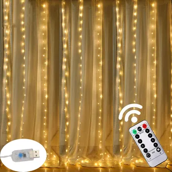 3M LED Vila Lučka Garland Zavese Lučka 8 Načini USB Niz Luči, Poroko, Novo Leto, Božič Okraski za Dom Spalnica Okno