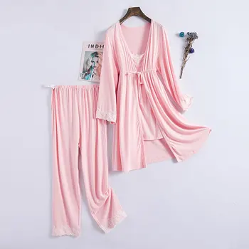 3Pcs/Set Nosečnosti, Porodniškega Pižamo Sleepwear zdravstvene Nege Nosečnice Pižamo Dojenje Nightgown Elegantno Materinskih Domovih za Obleko
