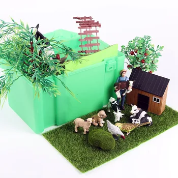 45pcs Živali na Kmetiji Igrača Nastavite z Škatla za Shranjevanje Krava Jagnje, Kokoši, Race Perutnine Model Igrača Slika Figurice Živali Igrače za Otroke