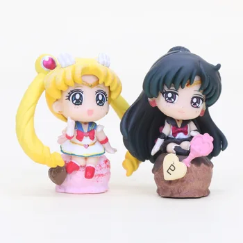 6pcs/set Sailor Moon Usagi Tsukino Chibiusa Mizuno Ami živo Srebro Saturn Tenoh Haruka Uran PVC Akcijska Figura, Igrače, 5 cm