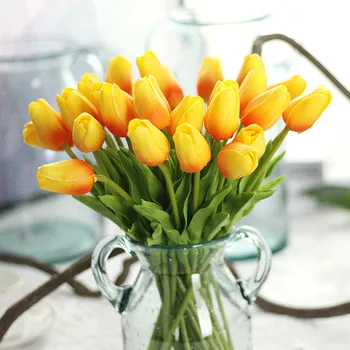 6PCS Umetno Tulipanov Cvet PU Mini Tulipanov Cvet Pravi Dotik Ponaredek Cvetja Za Dom Poroko Dekorativne Rože