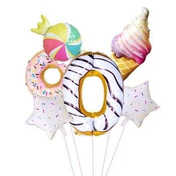 6pcs/veliko Krof Rojstni 42-Palčni Digitalni Folija Balon set za happy birthday dekor 1. rojstni dan dekor dekle korist balon
