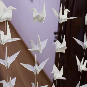 6Set 15 cm Ročno Bela Origami Žerjav Napise Za Poročno Dekoracijo Papir Žerjav Stranka Transparenti Rojstni dan Diy Okraski Stranka