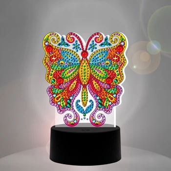 7 Barva na Voljo namizne Svetilke LED 5D DIY Diamond Slikarstvo Noč Luč Metulj Diamond Mozaik Vezenje Navzkrižno Šiv Doma Dekor