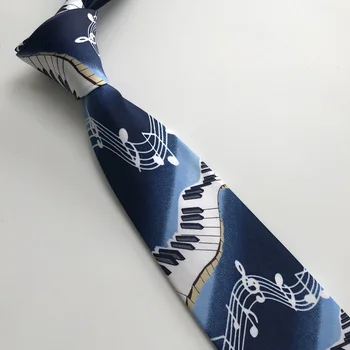 9 cm Novega Oblikovalca Moških Glasbeni Kravatni Modra s Klavirsko Glasbo Opombe Vzorec Vezi za Glasbenik Stranka