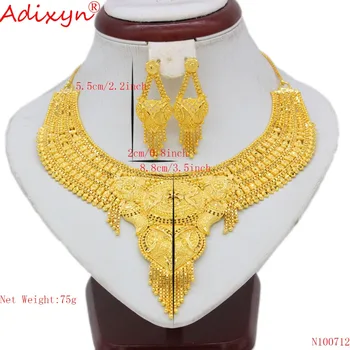 Adixyn Arabski Ogrlica in Uhani Nakit Set Za Ženske Zlata Barva Elegantno Afriške/Etiopski/Dubaj Poroka/Stranka Darila N100712
