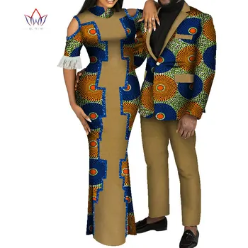 Afriška Oblačila Za Pare Dveh Sklopov Ujemanje Ženska dolgo tassel stranka poročno obleko in moški jopič in dolge hlače obleko WYQ631