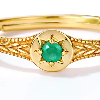 ALLNOEL Trdna 925 Sterling Silver Obroči Za Ženske Naravnih Smaragdno Vintage Stilu Pravi Zlati Prstan Nastavljiv Poročni prstan 2020 Nova