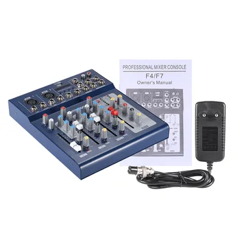 Ammoon F4-USB Digitalni Zvočni Mešalnik 3 Kanal Mic Linija Avdio Mešalne Mešalne Konzole z 48V Fantomsko Napajanje za Snemanje DJ Glasba