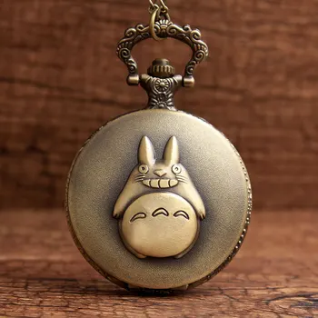 Anime Animirani Totoro Žep Fob Watch Verige Ogrlica Retro Quartz Žepne Ure Obesek Za Otroke Darila Relogio De Bolso Relo