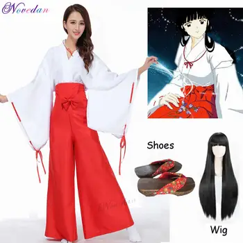 Anime Inuyasha Kikyou Cosplay Kostum Obleko Kikyo Lasulje Ženske Moški Japonski Kimono Nastavite Lasuljo Lase Halloween Božično Darilo