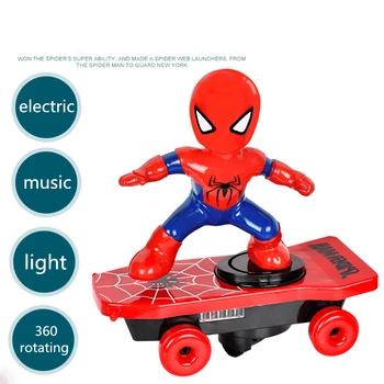 Avtomatski rotacijski Električni Skateboard Ples Robot Elektronski Hoja Igrače Z Glasbo Lahka otroška Igrača Darilo za rojstni dan