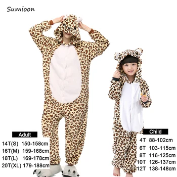 Baby Girl Obleke, Fantje Samorog Pižamo Zimske Ženske Flanela Kigurumi Živali Hooded Leopard Onesie Sleepwear Otroci Pižame