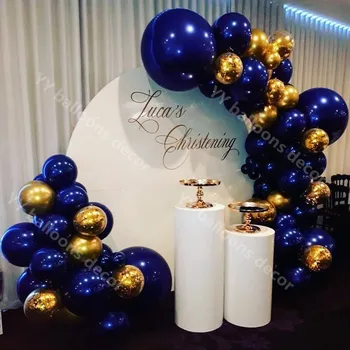 Balon Garland Arch Mornarsko Modra Confettti Zlato Latex Baloni Inflator Rojstni Dan, Poroko Srečno Novo Leto Stranka, Okrasni Material