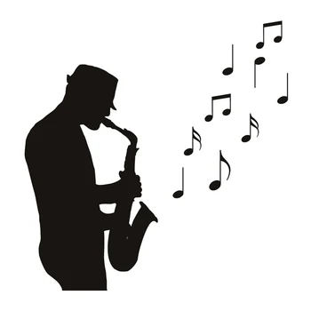 Bandsman Igral Saksofon Stenske Nalepke Za Dnevno Sobo, Izmenljive Glasbeno Noto Doma Dekor Stene Decals
