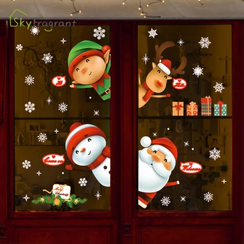 Barvita Božič nalepke doma dekor okna okraski, luštna, Božični okraski, otroci soba dekoracijo sten hiša dekoracijo