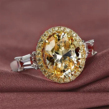 BIJOX ZGODBO razkošje čar 925 sterling srebrni prstan z 11*13mm ovalne oblike citrine nakit za ženske svate na debelo obroč