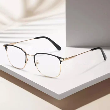 BLUEMOKY Moških Zlitine Kvadratni Okvir Očal Luksuzni Moški Poslovni Slog Optična Očala za Kratkovidnost Daljnovidnost Recept Očala