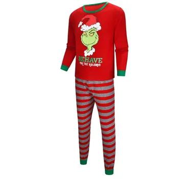 Božič Družinski Ujemanje Pižamo Sklop Priložnostne Rdeče smešno Homewear Obleko z Dolgimi Rokavi Risanka Tiskanja božič družinski pižami