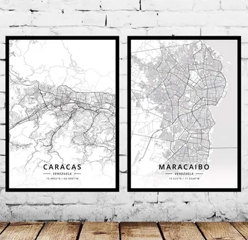 Caracas Maracaibo Venezuela Zemljevid Plakat