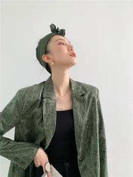 CHEERART Zeleno Usnje, usnjeni Jopič Kača Kožo Jakna Ženske Umetno Usnje, usnjeni Plašči In Jopiči Jeseni Leta 2020 Moda za Ženske Oblačila