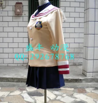 CLANNAD Furukawa Nagisa Pozimi Japonskih Šolskih Uniform, Cosplay Kostum plašč+majica+krilo+značko Brezplačna Dostava