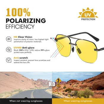 CoolPandas Night Vision Polarizirana Semi-Rimless sončna Očala Moški Ženske Vožnje Zrcalni Objektiv Moška sončna Očala Letalstva Očala UV400