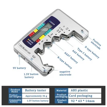 Digitalni Tester za Baterije na Zaslonu LCD C D N AA AAA 9V 1,5 V Gumb Cell Kapaciteta Baterije Preverite Detektor Kapacitivnost Diagnostično Orodje