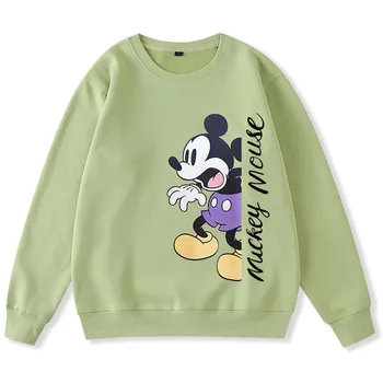Disney Majica Fashion Mickey Mouse Pismo Risanka Tiskanja Dolg Rokav O-Vratu Ulične Harajuku Ženske Vrhovi Ženski 9 Barve