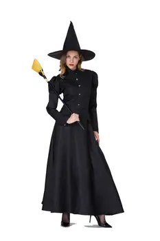 Do Leta 2020 Ženske Deluxe Zlobne Čarovnice Kostum Black Celotno Dolžino Halloween Obleko Classic Čarovnice Kostume, Cosplay