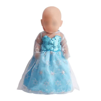 Dolls obleke princess Aisha je modro sequined čipke obleko Otroške igrače fit 43 cm baby doll in Ameriški 18 inch Dekleta lutka f79-f80