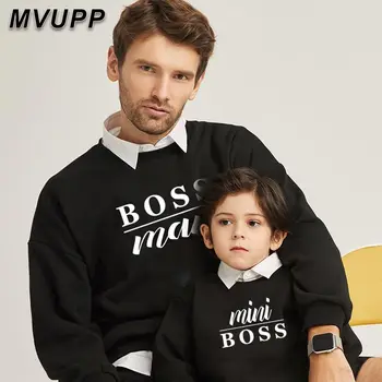 Družina ujemanje sweatshirts družino obleke očka mamica sina baby fantje oblačila pismo tiskanja pulover z dolgimi rokavi črne, rdeče ŠEF