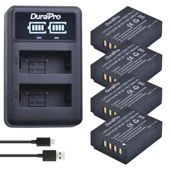 Durapro 4pc NP-W126 NP W126 Baterijo Fotoaparata + LED USB Polnilec Za Fujifilm HS50 HS35 HS33 HS30EXR XA1 XE1 X-Pro1 XM1 X-T10 Fotoaparat