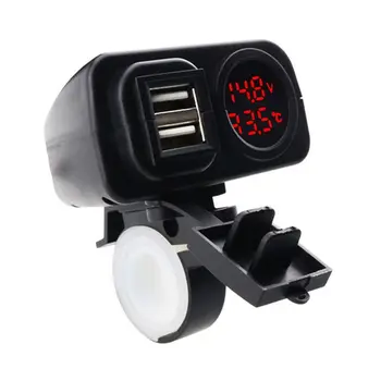 Dvojno motorno kolo, USB vtičnico za Vžigalnik Digitalni Prikaz Voltmeter motorno kolo, Mobilni Telefon, Polnilnik Nepremočljiva USB Hitro Polnjenje