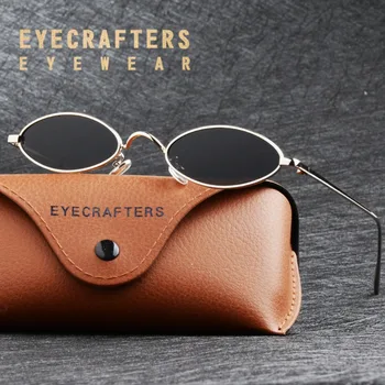 Eyecrafters Letnik Ženske Blagovne Znamke Oblikovalec Mačka Oči, Sončna Očala Moda Za Ženske Zlata, Črna Steampunk Retro Majhni Ovalni Sončna Očala