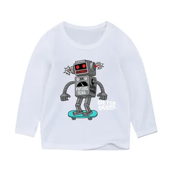 Fantje in dekleta Risanke Robot rolkanje T-shirt otroci 2y 3y 4y 5y 6y 7y 8y 9 leto majice z dolgimi rokavi dojenček jesenski oblačila