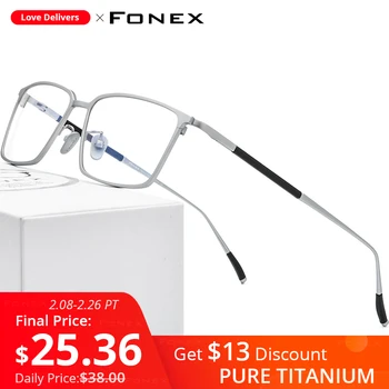 FONEX Čistega Titana Očal Okvir Moških Kvadratnih Očala 2020 Nov Moški Klasično Optično Kratkovidnost Recept Očala Okvirji 8535