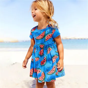 Funnygame Obleko Lubenica Tiskanja Otroci, Dekleta, Bombažna Oblačila za Poletje za Otroke Kratek Rokav Stranka Baby Dekle Obleko