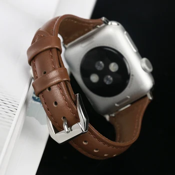 Genij Usnjeni Trak Za Apple Watch 6 Se 44m 40 mm Ženske Slim Tanek Pas Pribor Za Iwatch 6 Se 5 4 3 2 44 42mm 40 mm 38 mm