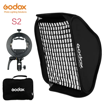 Godox S2 Speedlite Bliskavica Nosilec Vesa + Softbox Satja Mreža z Bowens Nastavek za Godox V1 TT685 V860II TT350 AD200 Flash