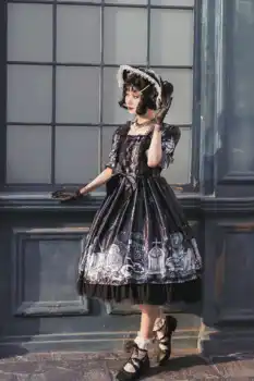 Gotska palača sweet lolita princess letnik čipke bowknot visoko pasu viktorijanski obleko kawaii dekle gothic lolita op loli cosplay