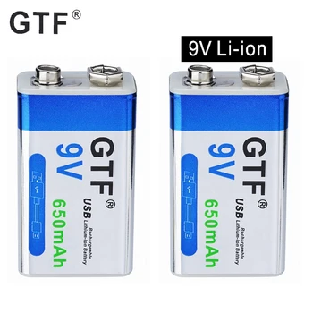 GTF 9V 6F22 650mAh baterija li-ionska Akumulatorska baterija Micro USB, Baterije 9 v litij-Multimeter za Mikrofon Igrače, Daljinsko upravljanje KTV