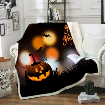 Halloween Plišastih Vrgel Odejo za Odrasle Sherpa Runo Design Mikrovlaken Bedspread Odejo na Posteljo, Kavč B1019