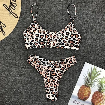 Hirigin Seksi Žensk Leopard Tiskanja Bikini Komplet Push up Oblazinjeni Kopalke, Kopalke Plažo dvodelne Obleke
