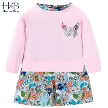 Humor Nosijo Dekleta Obleko 2020 Padec Novo Pomlad Autum Moda Cvet Dolge Rokave Princesa Stranka Obleko Otrok Otroka Otroci Oblačila