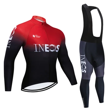 INEOS 2020 Pomlad jesen Long sleeve Kolesarjenje Jersey Set Moških MTB Kolo Oblačila prostem Kolo Jersey Dihanje Maillot Ciclismo