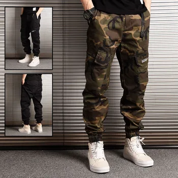 Japonski Modni Stil Ulične Moške Jeans Jogger Hlače Prikrivanje Vojaške Hlače Svoboden Velik Žep Tovora Hlače Hip Hop Hlače