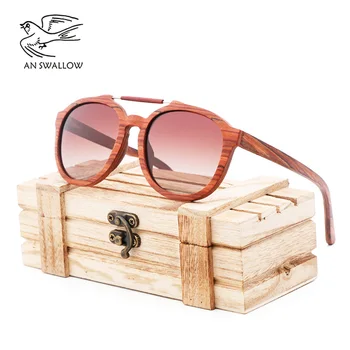 JE LASTOVKA Moda precej žensk nove rdeče lesene lesen sončna očala ženske sončna očala z bambusa, lesa polje, ki daje darila