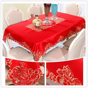 JUYANG Poroko dekor rdeče jedilno mizo prtom. Rdeča praznični namizni tekač. Lepe vezenine krog prtom.Različne velikosti